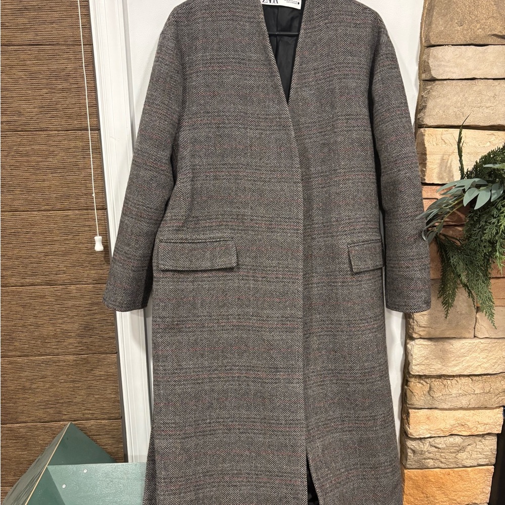 Zara Herringbone Patterned Coat - image 2